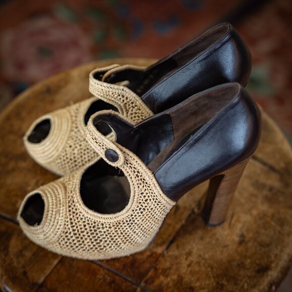 Clergerie Paris Crochet Raffia Mary Jane Heels – Size 39 (US 8.5–9) - Picture 4 of 15
